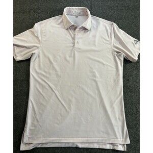 Peter Millar Men’s M Pink Striped Summer Comfort Performance Jersey Polo RRP$125